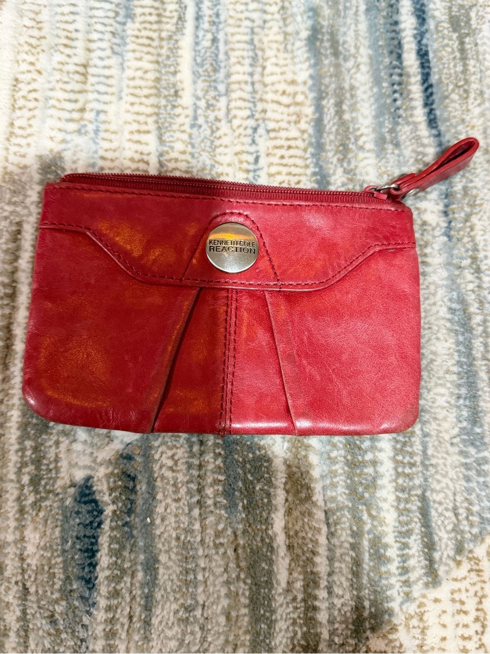 Kenneth Cole Reaction Red Leather Pleat Wristlet